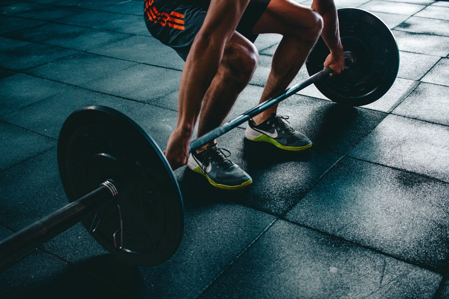 Barbell training in the gym